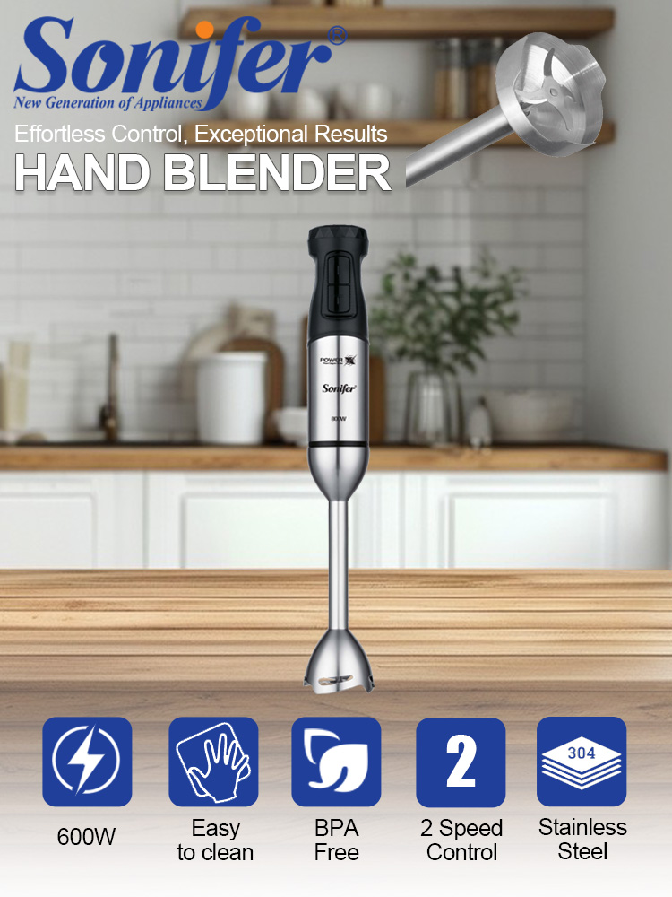 Baby Food Grinder Machine - Погружной блендер Sonifer SF-8181, 600 Вт,